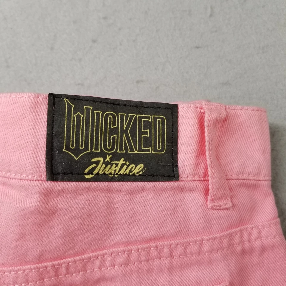 Wicked Justice Jeans Girls Size 12 Pink Movie Metallic Denim Baggy Loose - Image 3 of 4