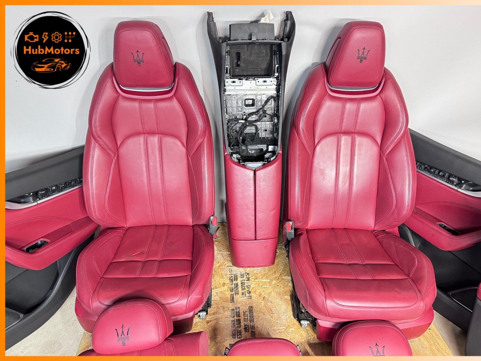 2017-2024 Maserati Levante Front Rear Seats Red Leather Interior Door Panels Set