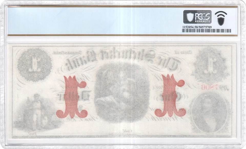 1860s $1 The Shetucket Bank Norwich Connecticut Remainder PCGS AU58 - Image 2 of 2