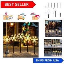 Energy-Efficient 5 Pack Christmas Snowflake Solar Pathway Lights with Timer