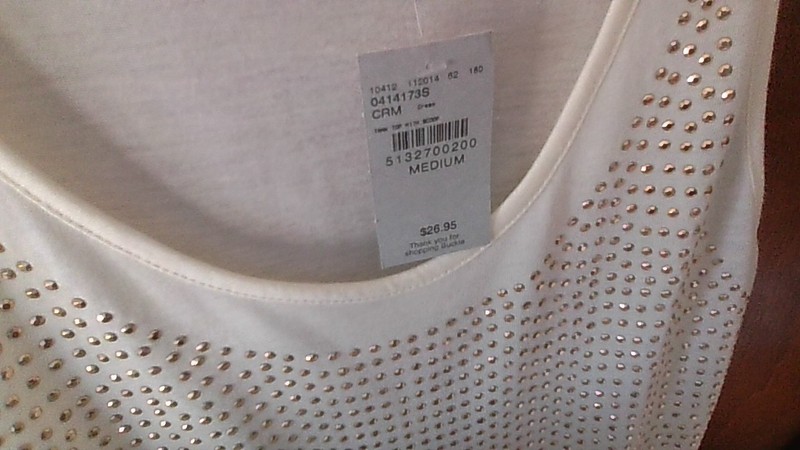 NWT BUCKLE/Daytrip Studded Tank Top Sz M Ivory/Gold Studs Cowgirl Biker Edgy WOW