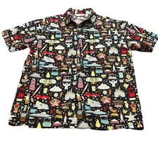 Disney Parks Shirt Mens Med Black Button Down Jerrod Maruyama Kingdom of Cu