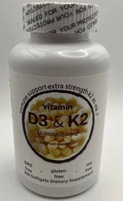 Vitamin D3 K2, D3 K2 Vitamin 10000 iu + 200mcg 300 Softgels SEALED NEW