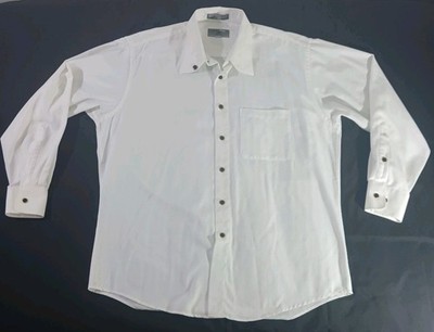 Urban Arrow Men's 2XL White Dress Shirt Herringbone Weave Button Down Pocket
