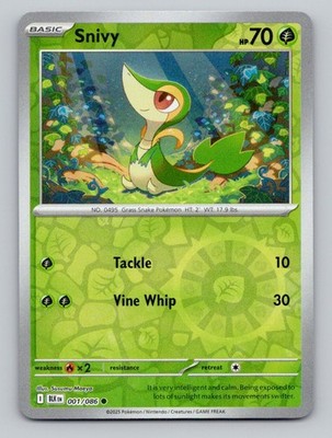 Reverse Holo Snivy 001/086 Common Black Bolt Pokemon