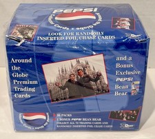 Caja de tarjetas Pepsi Cola alrededor del globo con oso de juguete 36 paquetes de tarjetas de dardo 2000