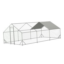 Spacious Metal Chicken Coop with -Resistant Cover, Galvanized Wire Mesh