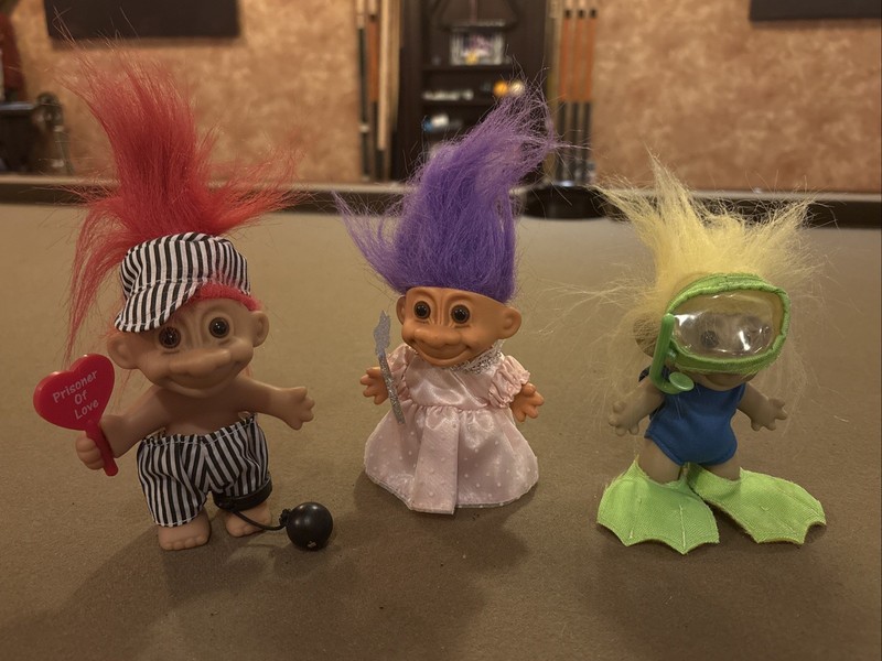 LOT 3 VINTAGE 80 90 TROLLS RUS Prisoner of Love FAIRY Wand Snorkel Fin VALENTINE