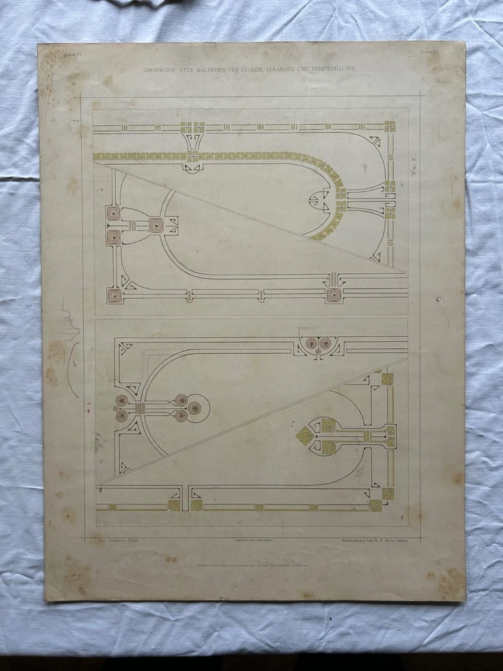 Lithografie Grohmann Maler in Dresden Jugendstil Serie 4 Neue Malereien - Bild 4 von 4