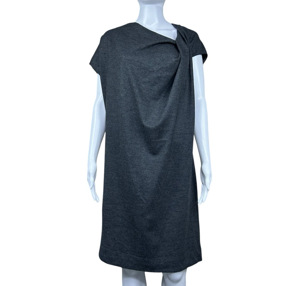 Helmut Lang Sonar Wool Twist Knot Shift Dress Size L Drape Lagenlook Minimalist - Image 4 of 4