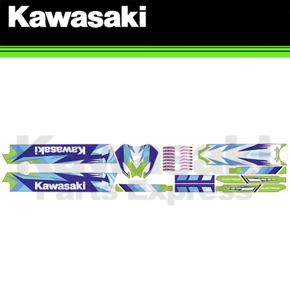 NEW 2023-2025 KAWASAKI OEM ELEKTRODE GRAPHICS KIT BLUE KSK030 K062
