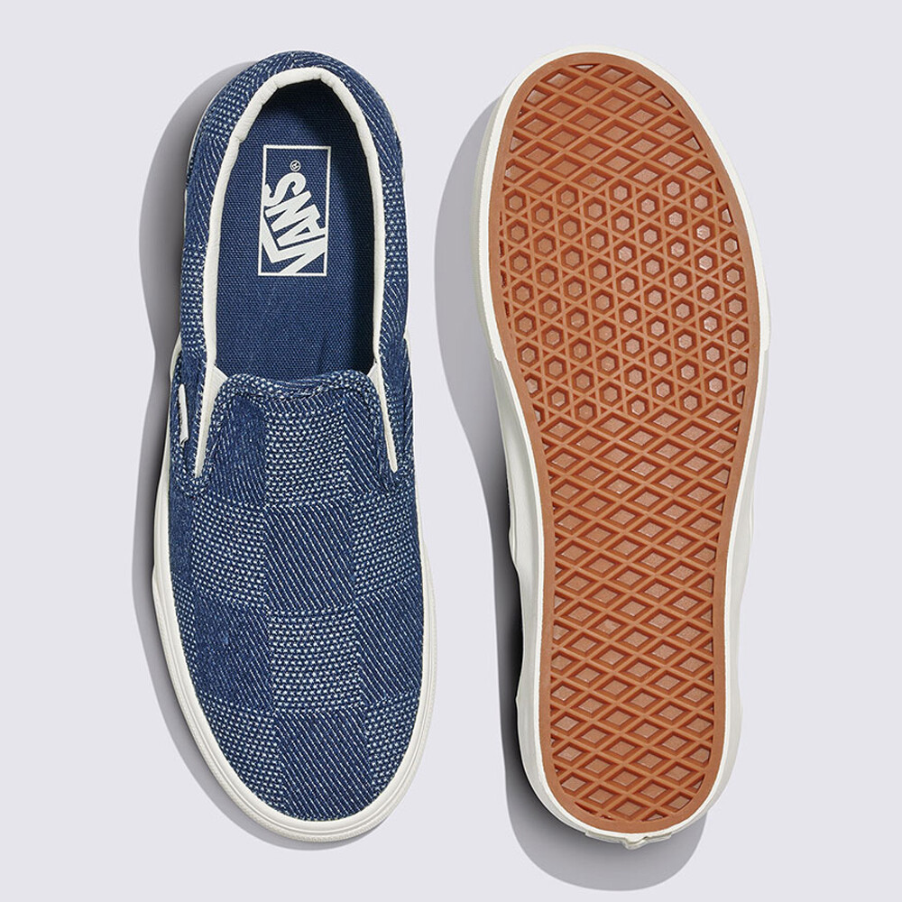 Vans Denim Classic Slip-on Skate Sneakers Shoes Check Navy  display picture 3