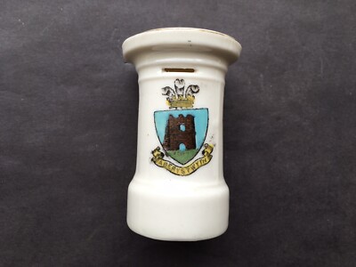CWW1 VINTAGE WAPPEN PORZELLAN POSTKASTEN MIT ABERYSTWYTH WAPPEN