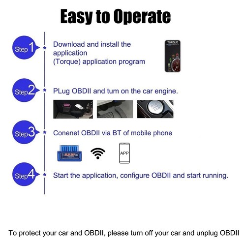 Bluetooth OBD2 ELM327 Car Scanner IOS & Android Diagnostic Auto Scan Tool OBDII - Picture 4 of 11