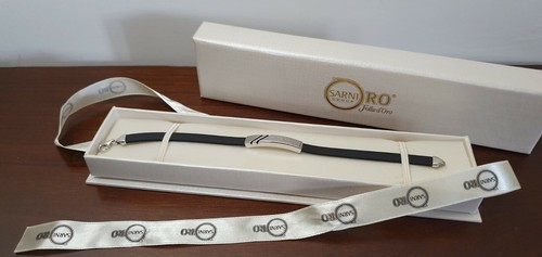BRACCIALE UOMO PIASTRINA E CHIUSURA IN ARGENTO 925 E GOMMA CAUCCIU' - Sarni  Oro | eBay