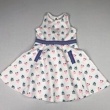 Janie  Jack Girls Size 3 White Dress With Pink And Blue Flowers Sleeveless