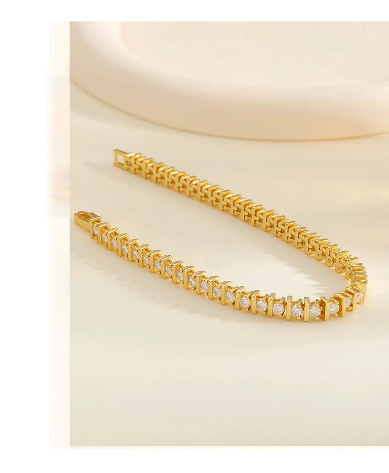 4.2ct Tennis Bracelet Yellow Gold 18K Lab-Created LED Box Diamond Test Pass 20cm - Image 3 of 4