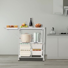 2-tier Storage Rack Organizer Shelf Freestanding Space Saver Storage Shelf White
