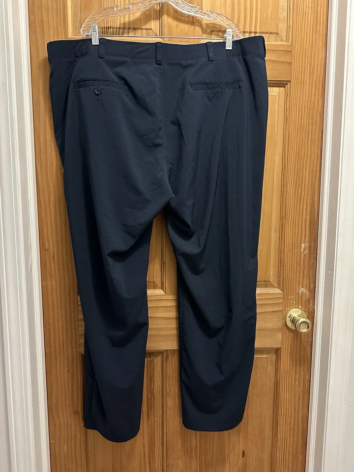 男式 Jack Nicklaus 海军蓝平底涤纶弹力高尔夫裤 44W x 32L — 第 3/4 张图片