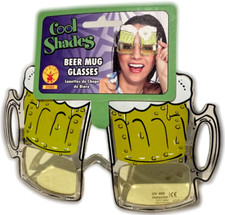 Funny BEER MUG GLASSES Sunglasses Eye Goggles Adult Gag Joke Party Brew Drinking