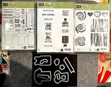 STAMPIN' UP LOT Custom Tee, Designer Tee, Tie Dyed stamp sets Matching Dies