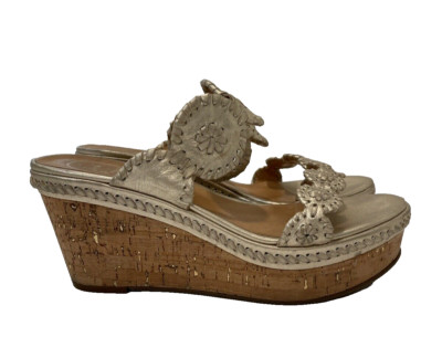 Jack Rogers Leigh Wedge Sandal Soft Gold Size 9M Cork Heel Summer