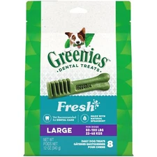 GREENIES Fresh Mint Dental Treats for Large Dogs 8 Count for Clean Teeth, 12 oz