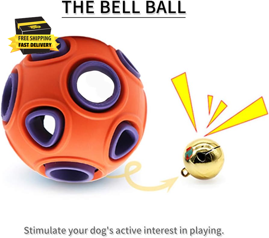 Dog Ball Toy, Dog Interactive Toy with Ring Bell Squeak Toys Dog Rubber