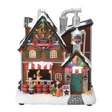 HOLIDAY TIME CHRISTMAS VILLAGE HOUSE -  LED CHOCOLATE FACTORY PLAYS 8 CAROLS