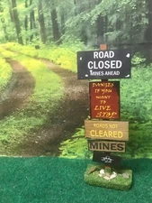 1/6 scale WW2 Road Closed- Roads Not Cleared Diorama Mine Sign