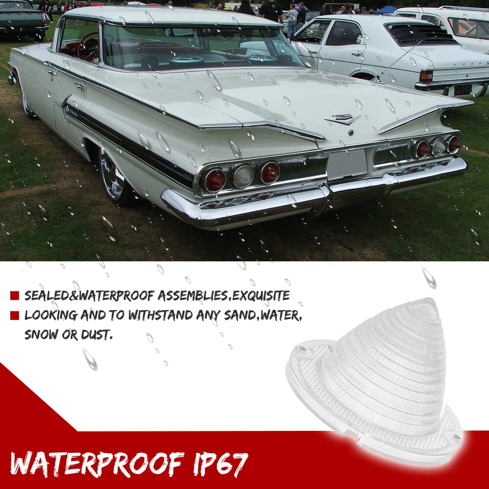 2X Luz Trasera Trasera Transparente Respaldo Lente 1960-1961 Impala Bel Air Biscayne El Camino Foto 4 de 4