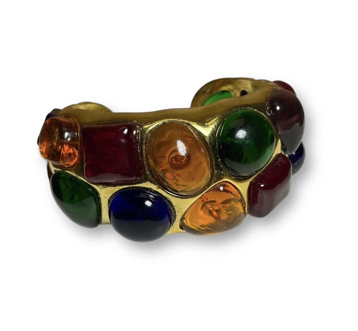 Season 26 Vintage CHANEL Multicolored Maison Gripoix Poured Glass Cuff Bracelet
