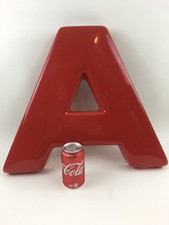 Vintage 18" Large Plastic Red Capital Letter A Sign Initial Wall Mount