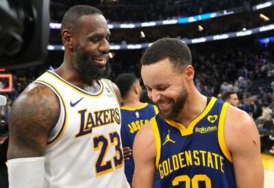 LEBRON JAMES & STEPHEN CURRY RARE GLOSSY 13x9 FOTO PRINT SAMMLER