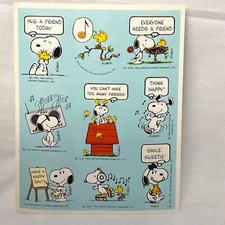 Vintage Stickers Hallmark Sticker Sheet Snoopy Music 80s Peanuts