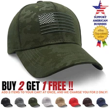 Men Baseball Cap American Flag Tactical Snapback Visor Hat Trucker Camo Army