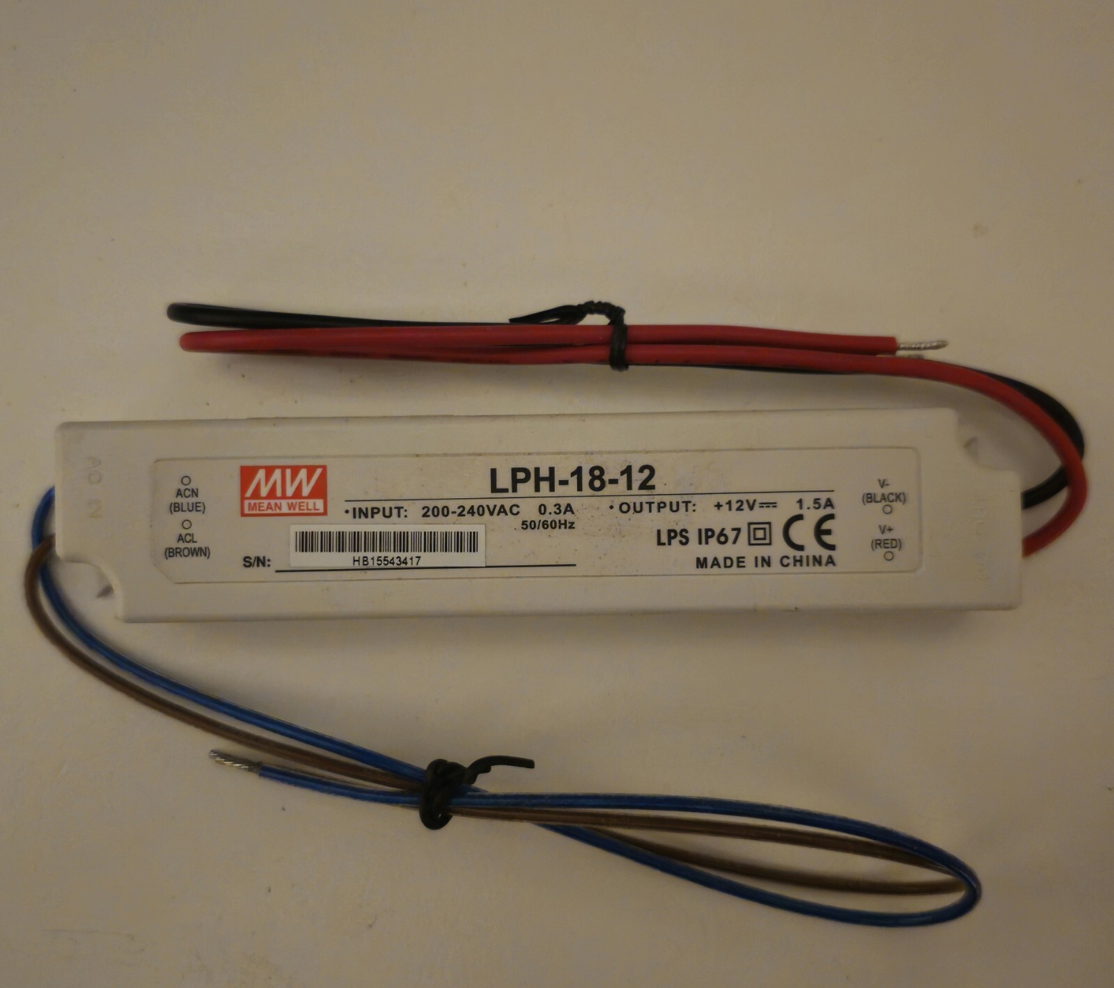 LPH-18-12 Mean Well 18W 12V LED Power Supply Driver IP67