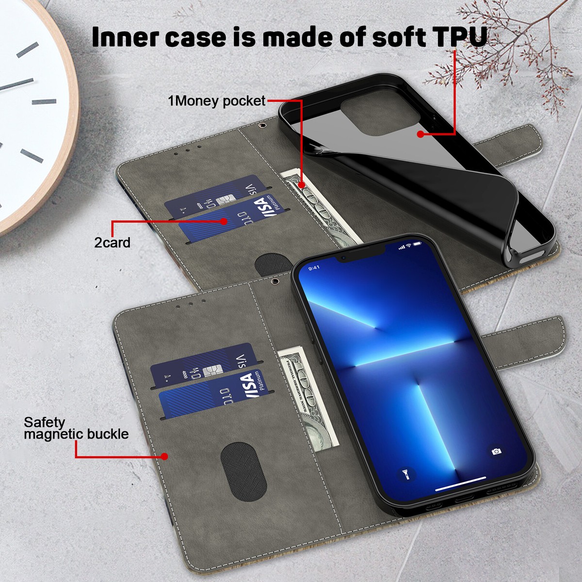 Bcov Galaxy A32 5G Case, Cute Dragonfly Leather Flip Phone - View #5