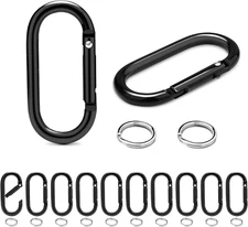 12Sets 2 Inch Large Carabiner Clips, Aluminum Spring Oval Keyrings with Flat O-R