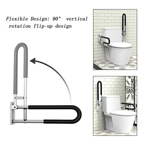 Toilet Grab Bar,Fold Down Grab Bar Support, 24Inch FlipUp Handicap