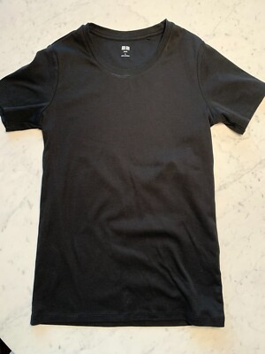 Uniqlo Women Black Supima Cotton T-Shirt Sz S Crew Short Sleeve