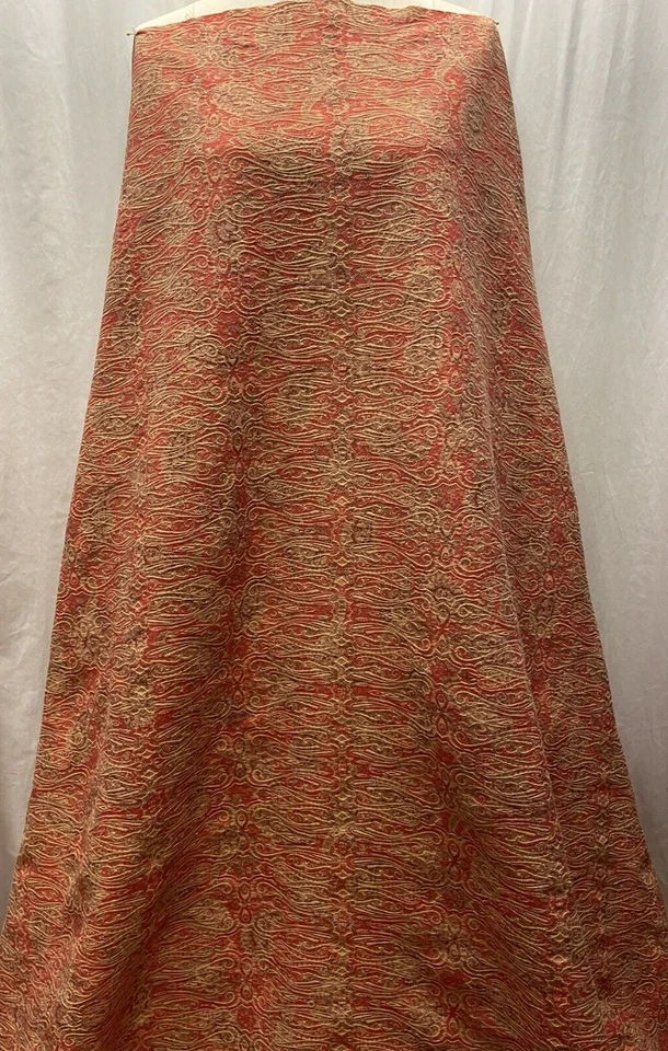 Mezcla de Algodón Brocado Paisley Naranja Rojo Amarillo Tela 1.75 Yardas Largo 60" Ancho Foto 3 de 4
