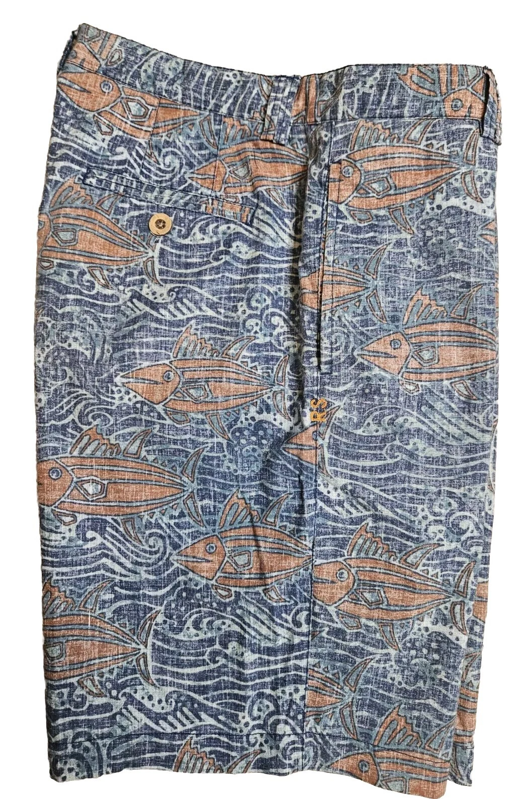 Reyn Spooner Mens A'u I Nalu Shorts Fish Waves Reverse Print Size 34