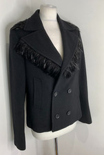 Each X Other Feather Trim Pea Coat Blazer S Uk 8 10 Vgc Wool Cashmere Simonn