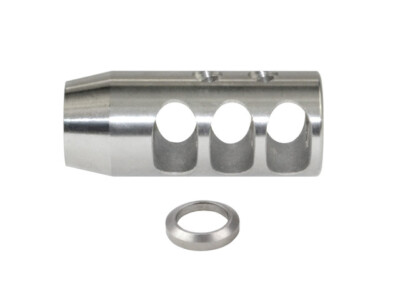 Stainless Steel Compact Muzzle Brake 1/2x28 TPI Thread or 5/8x24 TPI Thread