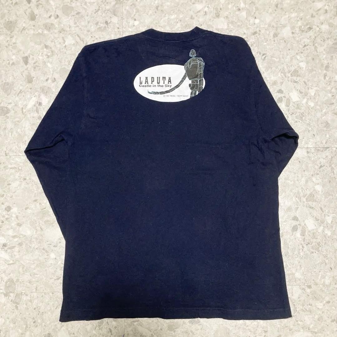 Ghibli Laputa Castle in the Sky Long T-Shirt M Navy Vintage Anime Rare