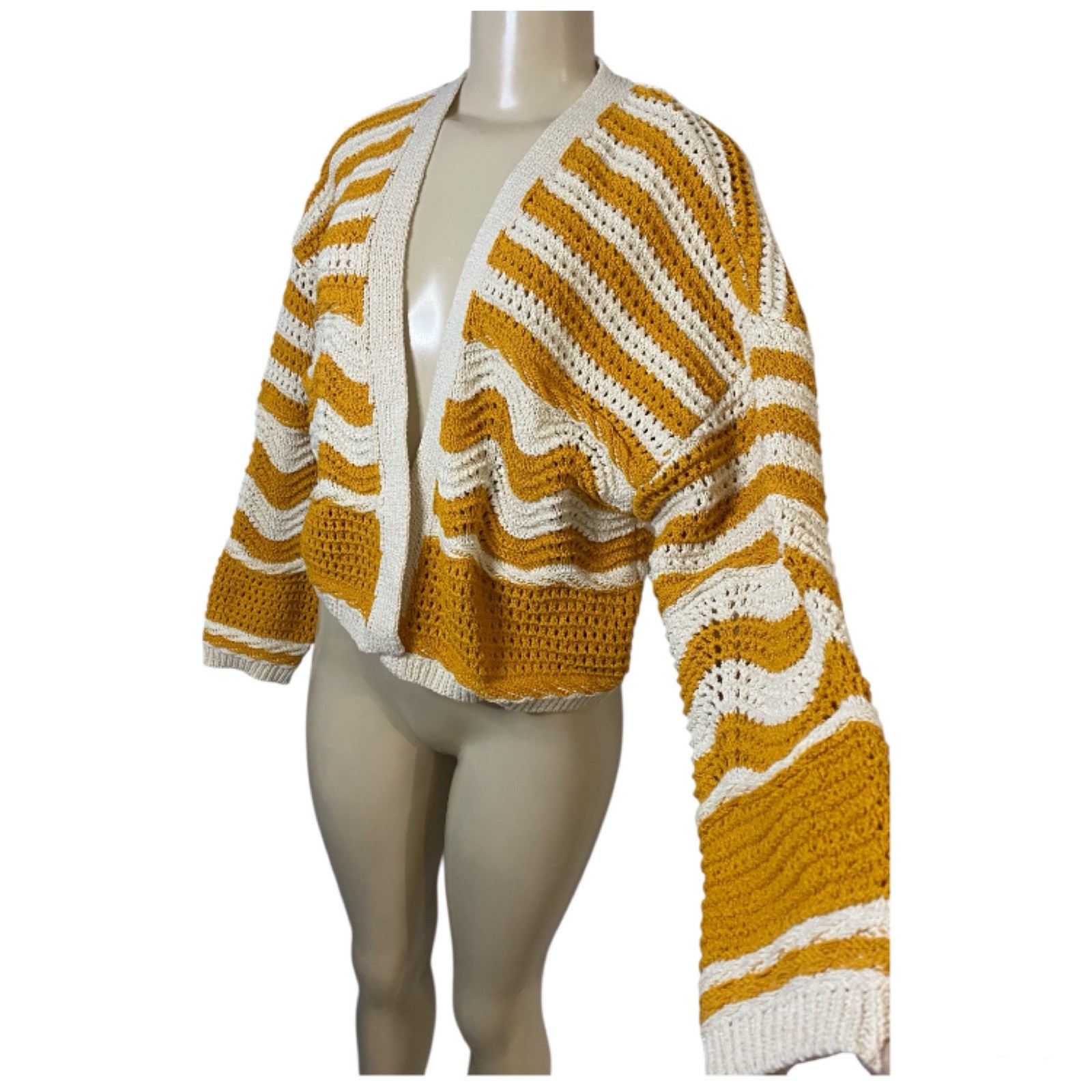 Effeci Wavy Stripes Patchwork Color Hollowed Out … - image 2