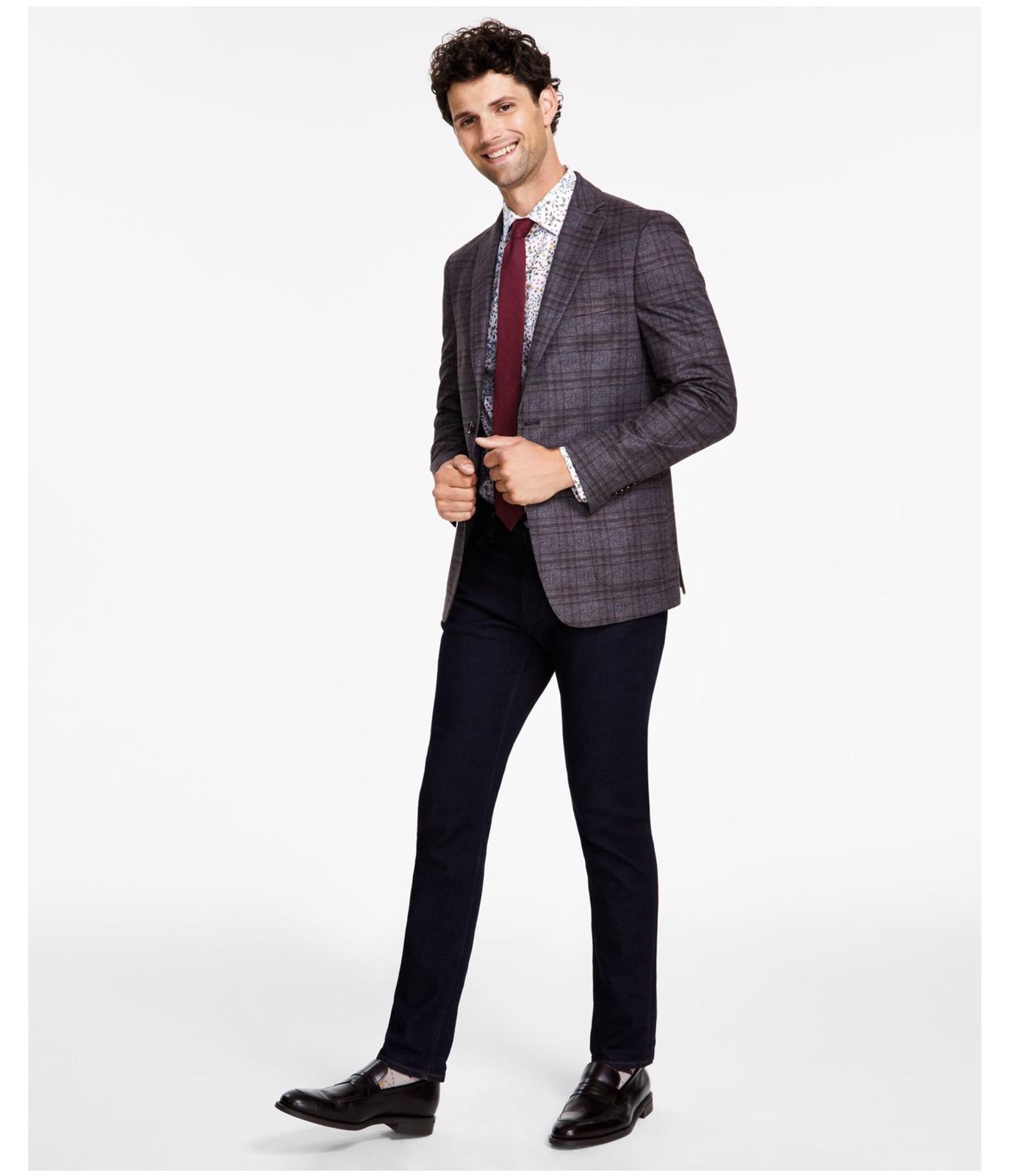 мужской приталенный трикотажный спортивный пиджак-блейзер на двух пуговицах bar III 19290₽