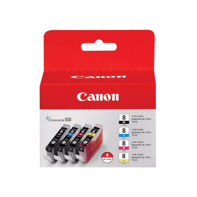 Canon CLI-8 Black, Cyan, Magenta & Yellow 4 Ink Pack