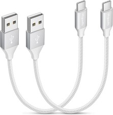 etguuds USB to C Cable 1ft, 2-Pack A Type C Charger Cord White